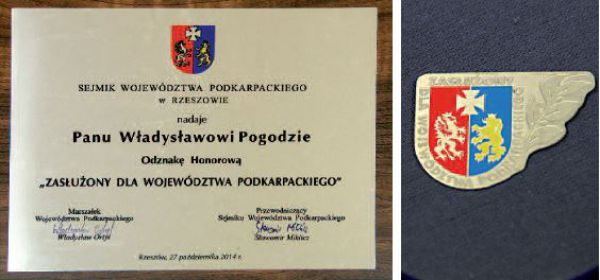Odznaczenia -odznaka honorowa Zasłużony dla Województwa Podkarpackiego