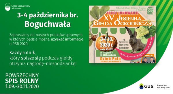 zdjęcie do
												 artykułu Rolniku możesz się spisać podczas XV Jesiennej Giełdy Ogrodniczej - PSR 2020