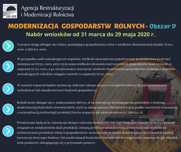 zdjęcie do
													 artykułu Ogłoszenie ARiMR o naborze wniosków na 