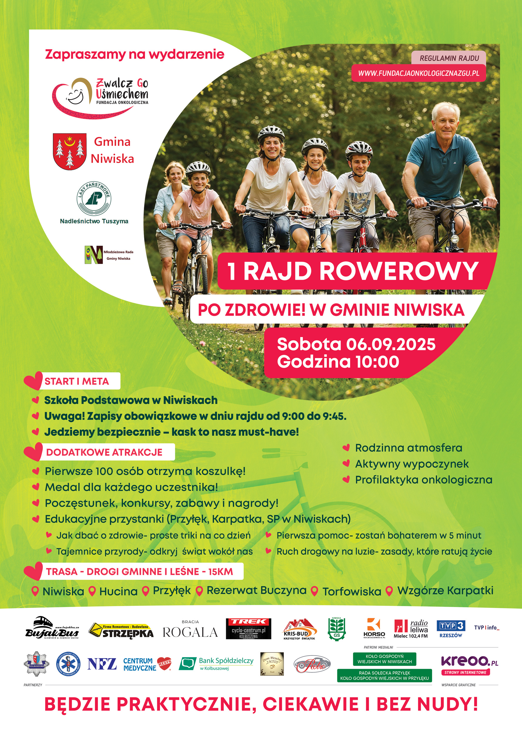 zdjęcie wprowadzające do artykułu: 1 Rajd Rowerowy ,,Po zdrowie! w Gminie Niwiska