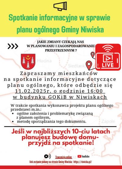 zdjęcie wprowadzające do artykułu: SPOTKANIE INFORMACYJNE W SPRAWIE PLANU OGÓLNEGO GM