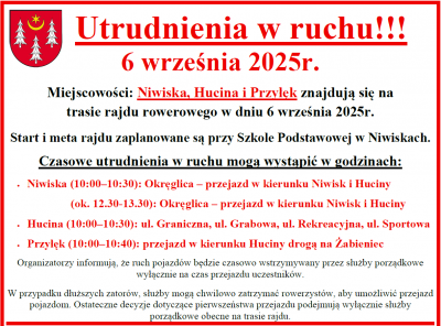 zdjęcie wprowadzające do artykułu: Utrudnienia w ruchu !!! 6 września 2025r.