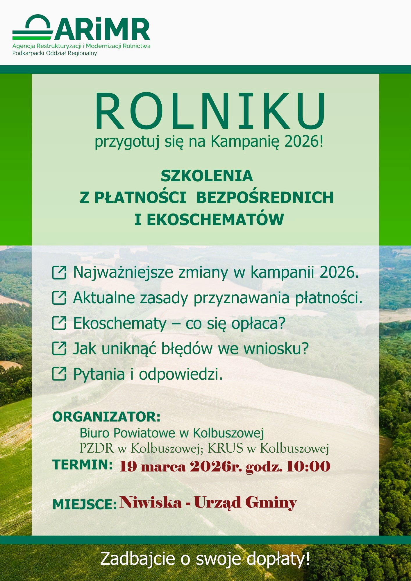 zdjęcie wprowadzające do artykułu: Szkolenia dla rolników z płatności bezpośrednich i