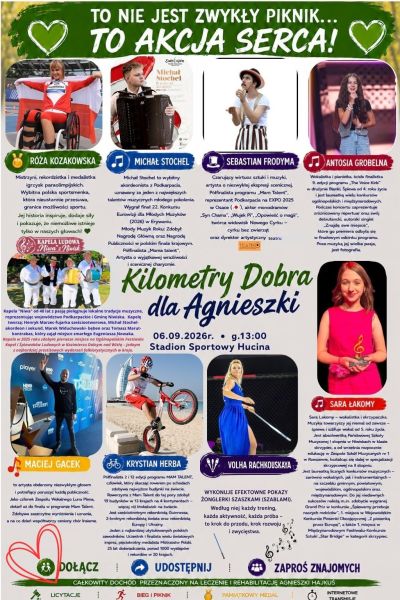 Bieg i piknik charytatywny ,,Kilometry Dobra dla Agnieszki"