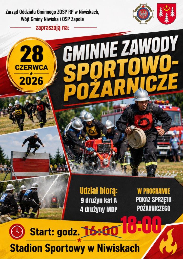 Gminne Zawody Sportowo-Pożarnicze zmiana godziny - START 18:00