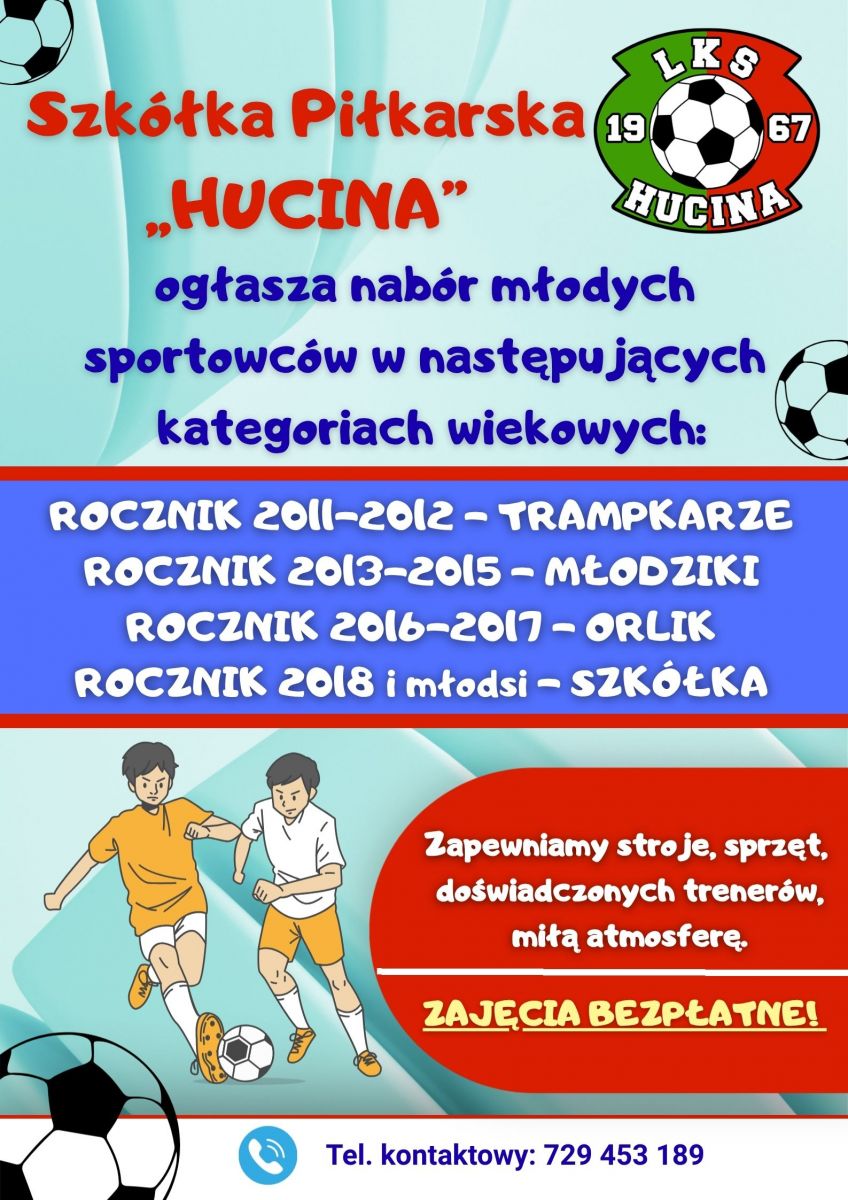 Nabór do szkółki piłkarskiej HUCINA