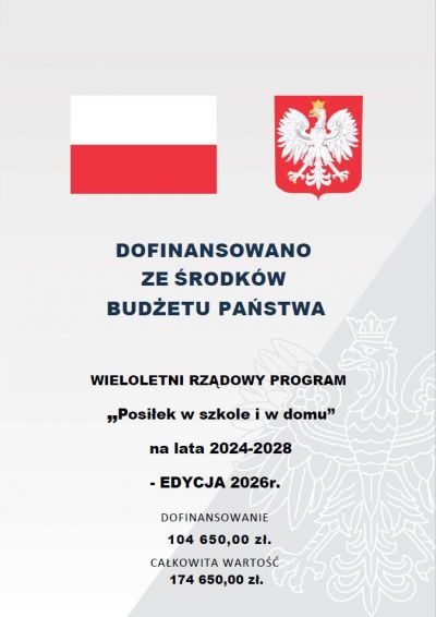 zdjęcie do
													 artykułu WIELOLETNI RZĄDOWY PROGRAM ,,Posiłek w szkole i w domu